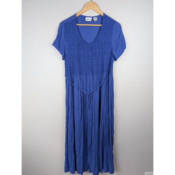 Vermont Country Store Royal Blue Textured Maxi Dress M - Picture 1 of 6
